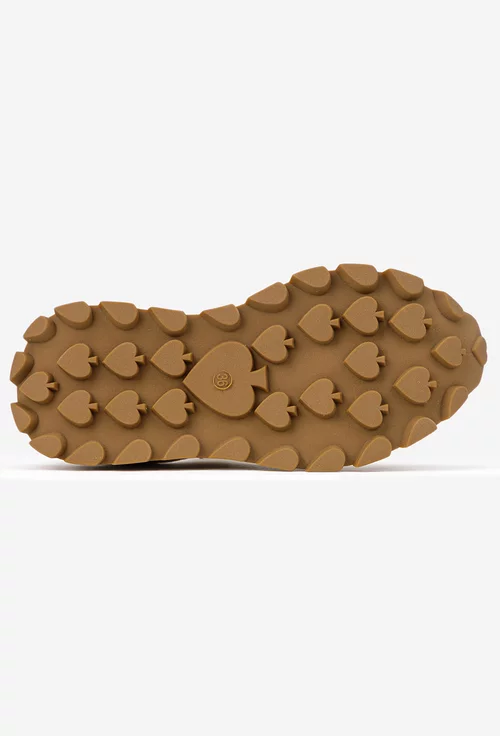 Pantofi dama NUR bej cu alb din piele si material textil