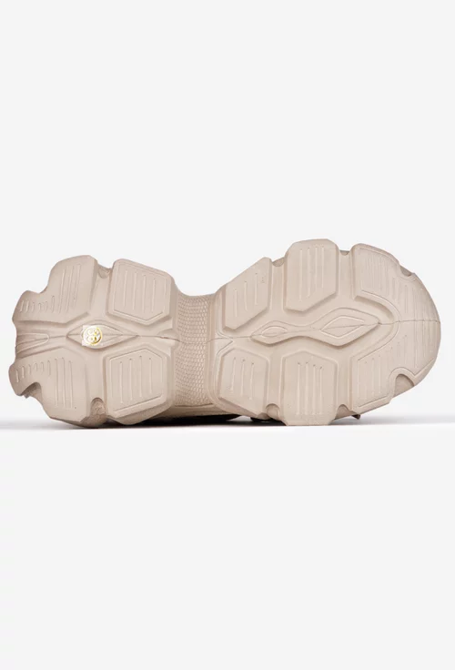 Pantofi dama NUR bej cu detalii colorate din piele