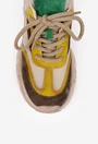 Pantofi dama NUR bej cu detalii verzi si galbene din piele intoarsa