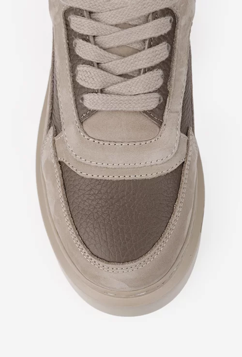 Pantofi dama NUR bej cu taupe din piele