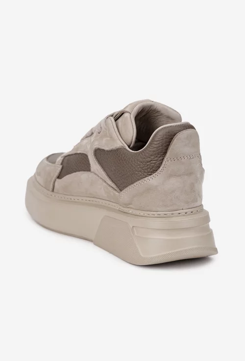 Pantofi dama NUR bej cu taupe din piele