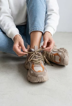 Pantofi dama NUR bej din material textil si piele