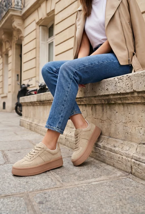 Pantofi dama NUR bej din piele