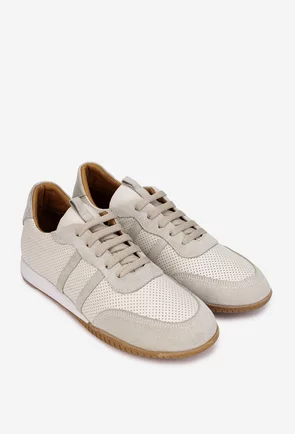 Pantofi dama NUR bej din piele cu aspect perforat
