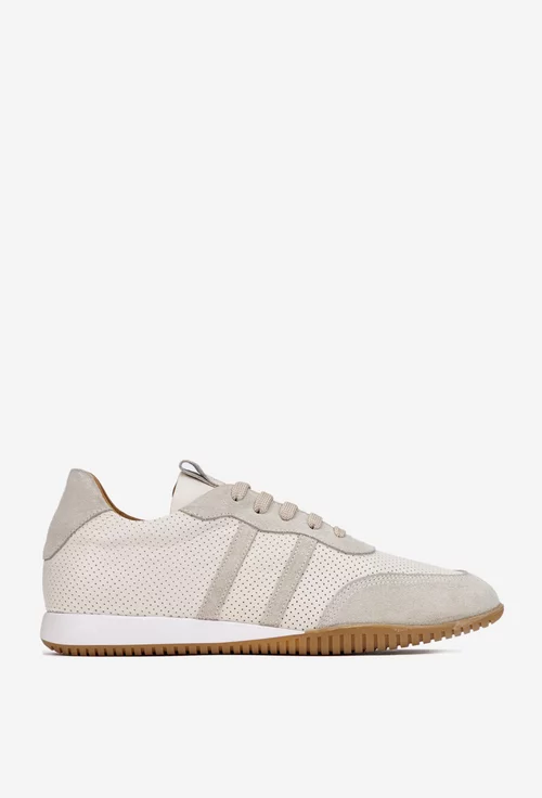 Pantofi dama NUR bej din piele cu aspect perforat
