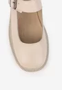 Pantofi dama NUR bej din piele cu bareta