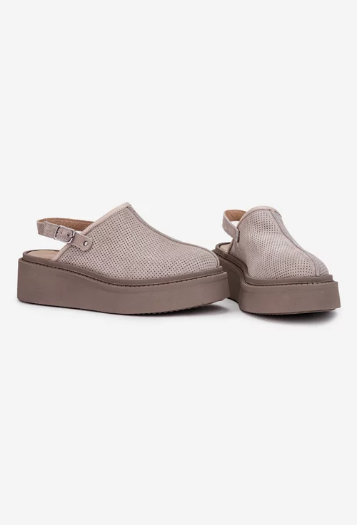 Pantofi dama NUR bej din piele cu decupaj