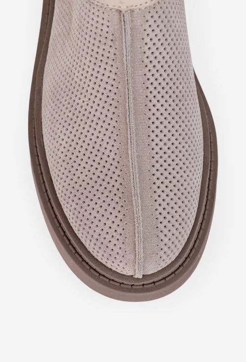 Pantofi dama NUR bej din piele cu decupaj