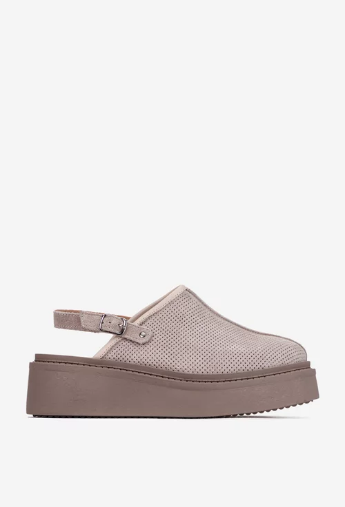 Pantofi dama NUR bej din piele cu decupaj