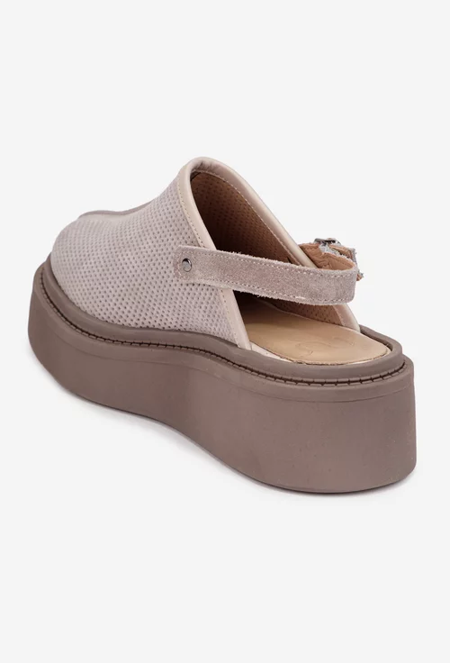Pantofi dama NUR bej din piele cu decupaj