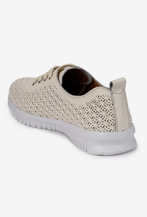 Pantofi dama NUR bej din piele cu model