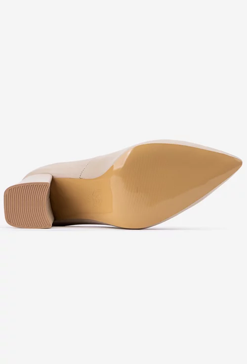Pantofi dama NUR bej din piele cu ornament