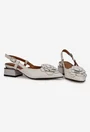 Pantofi dama NUR bej din piele cu ornament floare