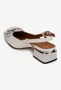Pantofi dama NUR bej din piele cu ornament floare