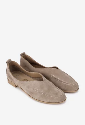 Pantofi dama NUR bej din piele intoarsa