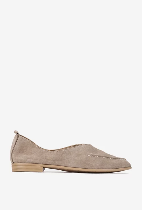 Pantofi dama NUR bej din piele intoarsa