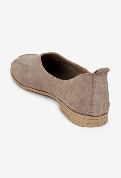 Pantofi dama NUR bej din piele intoarsa