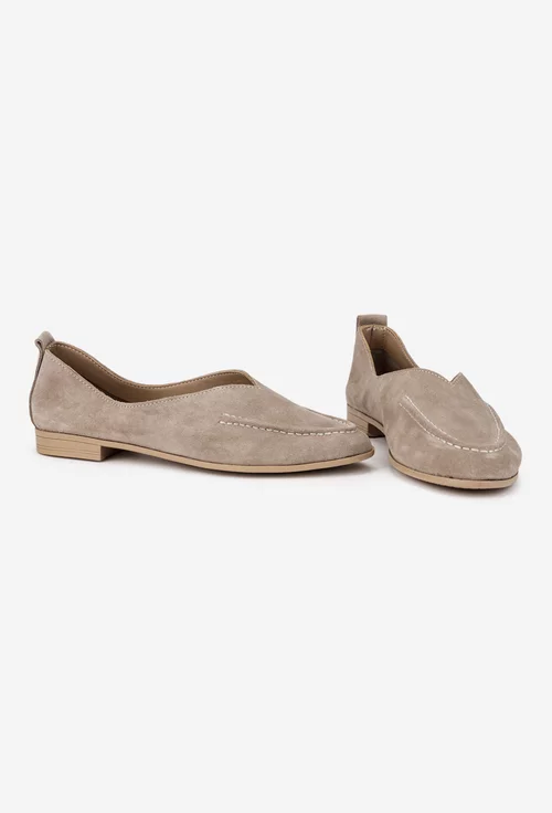 Pantofi dama NUR bej din piele intoarsa