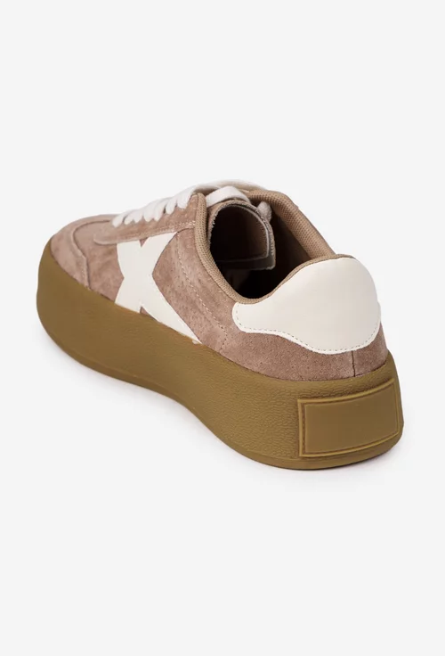 Pantofi dama NUR bej din piele intoarsa