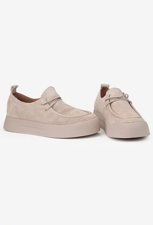 Pantofi dama NUR bej din piele intoarsa
