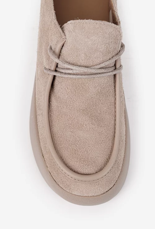 Pantofi dama NUR bej din piele intoarsa