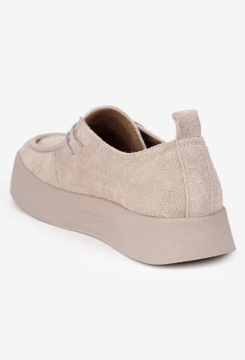 Pantofi dama NUR bej din piele intoarsa
