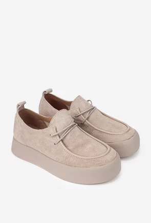 Pantofi dama NUR bej din piele intoarsa