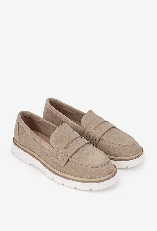 Pantofi dama NUR bej din piele intoarsa