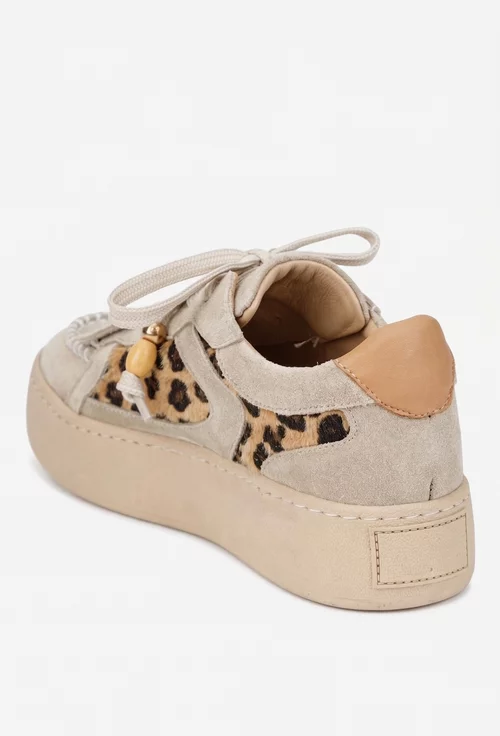 Pantofi dama NUR bej din piele intoarsa