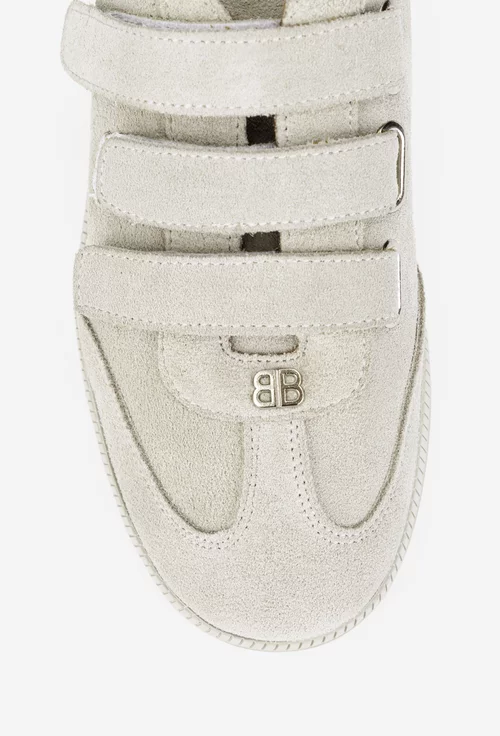 Pantofi dama NUR bej din piele intoarsa cu inchidere velcro