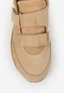 Pantofi dama NUR bej din piele intoarsa cu inchidere velcro
