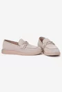Pantofi dama NUR bej din piele intoarsa cu ornament
