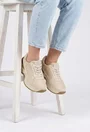 Pantofi dama NUR bej din piele intoarsa si material textil