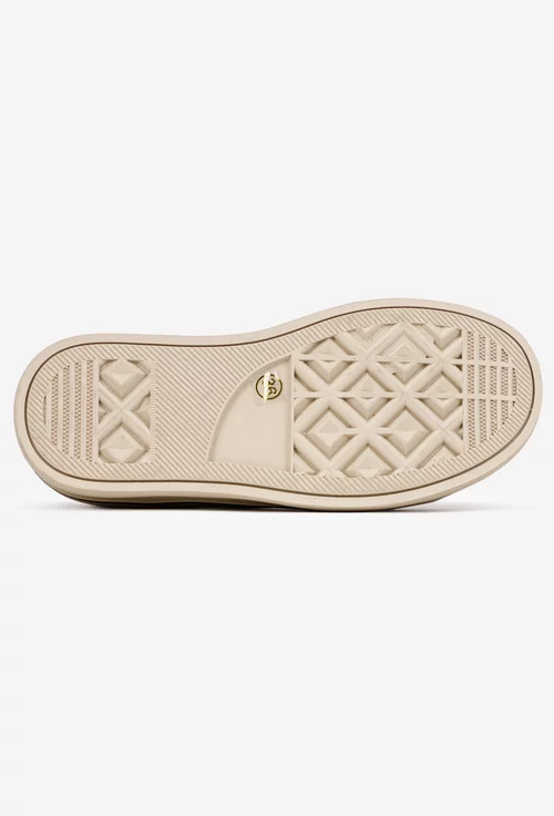 Pantofi dama NUR bej din piele nabuc