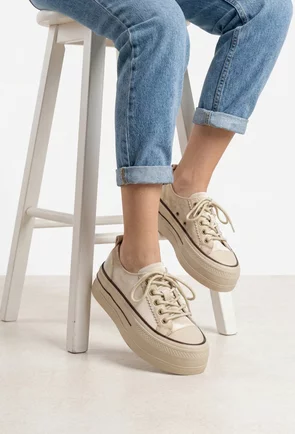 Pantofi dama NUR bej din piele nabuc