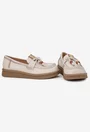 Pantofi dama NUR bej din piele nabuc cu ornament