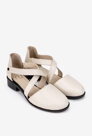 Pantofi dama NUR bej din piele naturala