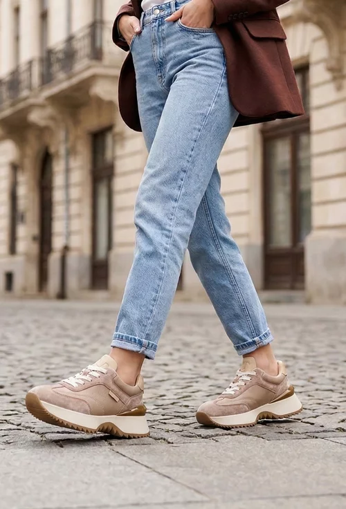 Pantofi dama NUR bej din piele naturala