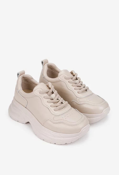 Pantofi dama NUR bej din piele naturala