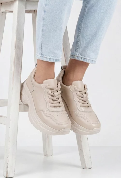 Pantofi dama NUR bej din piele naturala