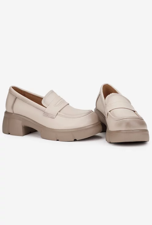 Pantofi dama NUR bej din piele naturala