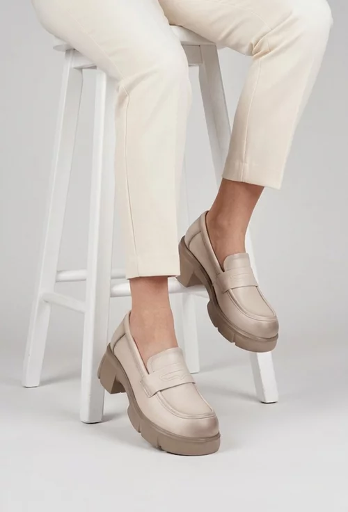 Pantofi dama NUR bej din piele naturala