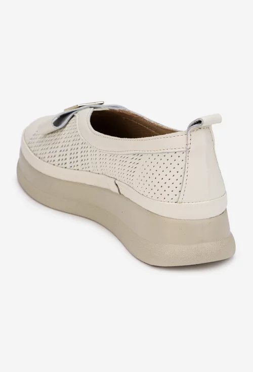 Pantofi dama NUR bej din piele naturala cu ornament