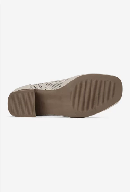 Pantofi dama NUR bej din piele naturala perforata