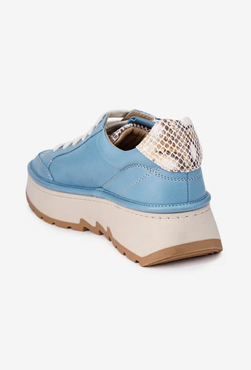 Pantofi dama NUR bleu din piele cu perforatii