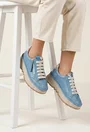 Pantofi dama NUR bleu din piele cu perforatii