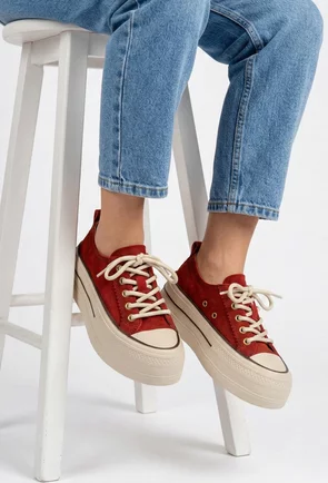 Pantofi dama NUR bordo din piele nabuc