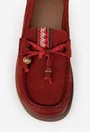 Pantofi dama NUR bordo din piele nabuc cu ornament