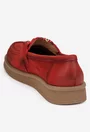 Pantofi dama NUR bordo din piele nabuc cu ornament