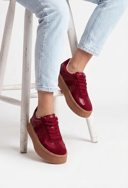 Pantofi dama NUR bordo din piele naturala